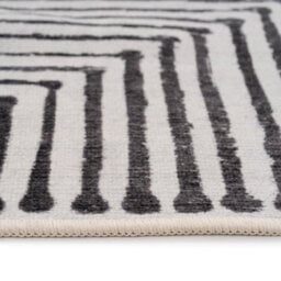 Loomed Black & White Geometric Abstract Machine Washable Soft Area Rug 240Cm X 330Cm - thumbnail 6