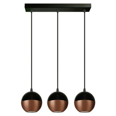 Luminosa Lighting Luminosa Midway Straight Bar Pendant Ceiling Light Black, Copper 40Cm - image 1