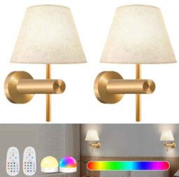 2 Pack Cordless Rechargeable Rgb Wall Lamps With Remote Dimmable Magnetic Night Light