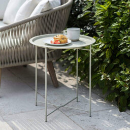 Garden Trading Clay Steel Outdoor Bistro Tray Table Only Foldable Removable Tray Top Matt Powder Coated Steel - thumbnail 6