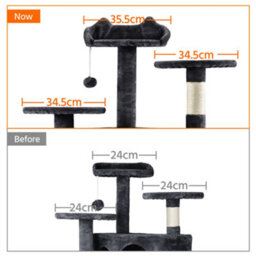 Yaheetech Black 178Cm Multilevel Cat Tree Indoor Plush Cat Tower - thumbnail 4