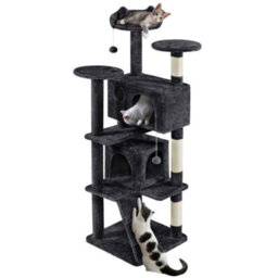 Yaheetech Black 178Cm Multilevel Cat Tree Indoor Plush Cat Tower - thumbnail 2
