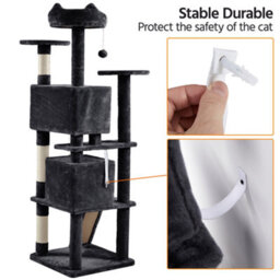 Yaheetech Black 178Cm Multilevel Cat Tree Indoor Plush Cat Tower - thumbnail 8