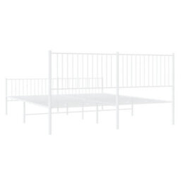 Berkfield Metal Bed Frame With Headboard And Footboard White 193X203 Cm - thumbnail 7