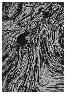 Obsidian Modern Low Pile Area Rug - Whirlpool Design Grey 120Cm X 170Cm - image 1