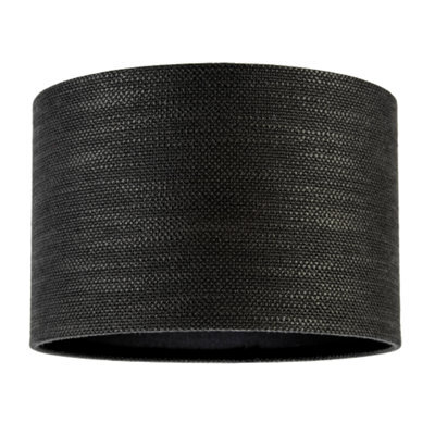 Happy Homewares Designer Bobbled And Textured Linen Lamp Shade In Graphite Black - image 1