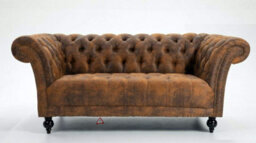 D Pro T Homeware Brown 1.5 Seater Handmade Pu- Leather Chesterfield Sofa Armchair Settee
