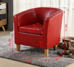 Westwood Luxury Faux Leather Tub Chair Armchair Office Reception Sofa Living Room Red - thumbnail 9