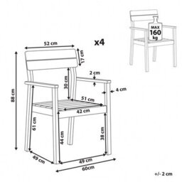 Beliani Set Of 4 Garden Chairs Fornelli Acacia Wood Brown - thumbnail 3