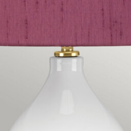 Luminosa Lighting Luminosa Isla Table Lamp With Round Tapered Shade, Aged Brass, White, Purple - thumbnail 3