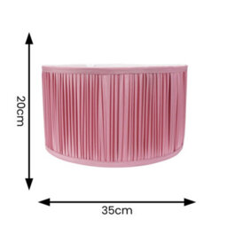 Valuelights Jess Blush Pink Fabric Ruched Pleated Large Drum Shade And Bulb (D)35Cm - thumbnail 4
