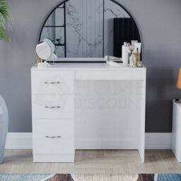 Lassic Vida Designs Riano White 3 Drawer Bedroom Vanity Dressing Table - thumbnail 4