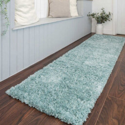 Loomed Super Soft Duck Egg Blue Shaggy Runner Rug 60X240Cm - thumbnail 1