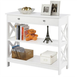 Yaheetech White X-Shaped Side Console Table With Drawer - thumbnail 2