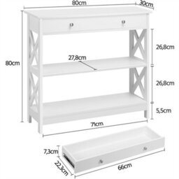 Yaheetech White X-Shaped Side Console Table With Drawer - thumbnail 3