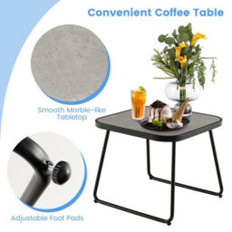 Costway 5Pcs Patio Sling Chair Set Folding Beach Chair W/ Ottoman & Coffee Table - thumbnail 6