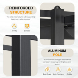 Breeins Aluminium Pergola Gazebo With Retractable Canopy Sun Shade Shelter For Backyard, 4 X 3M - thumbnail 3