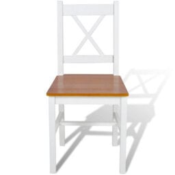 Berkfield Dining Chairs 2 Pcs White Pinewood - thumbnail 2