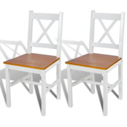 Berkfield Dining Chairs 2 Pcs White Pinewood - thumbnail 1