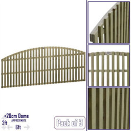 Premier Garden Supplies Premier Florence Wooden Trellis Panel 6Ft X 2Ft (3 Pack) Vertical Slatted Decorative Arched Fence Privacy Topper Climbing Plants