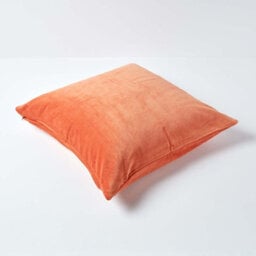 Homescapes Set Of 2 Burnt Orange Velvet Cushion Covers, 40 X 40 Cm - thumbnail 3