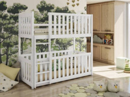 Arte Konrad Bed With Cot In White With Foam/bonnell Mattresses W1980mm X H1750mm X D980mm