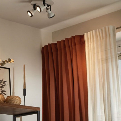 Beliani Aurora Lighting 3-Light Ceiling Lamp Black And White With Adjustable Swing-Arm Spotlights - image 1