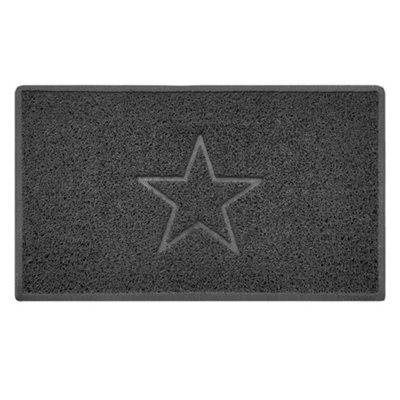 Nicoman Dark Grey Star Embossed Spaghetti Coil Door Mat Dirt-Trapper Washable Barrier Doormat 75Cm X 44Cm - image 1