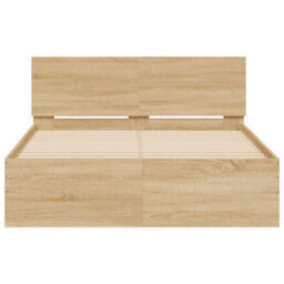 Berkfield Bed Frame With Headboard And Led Sonoma Oak 120X200 Cm - thumbnail 7