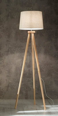 K Living Natural Wood Tripod Floor Lamp With A Stunning Natural Lamp Shade - image 1