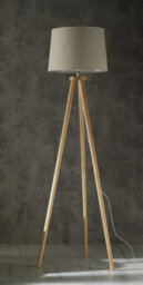 K Living Natural Wood Tripod Floor Lamp With A Stunning Natural Lamp Shade - thumbnail 3