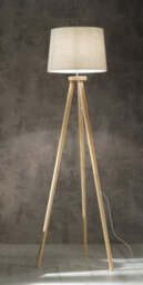 K Living Natural Wood Tripod Floor Lamp With A Stunning Natural Lamp Shade - thumbnail 2