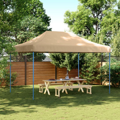 Walplus Foldable Party Tent Garden Gazebo Canopy Pop-Up Beige 440X292X315 Cm - image 1
