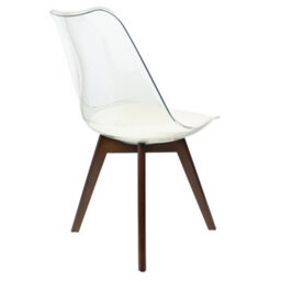 Fusion Living Soho Clear And Vanilla Plastic Dining Chair With Squared Dark Wood Legs - thumbnail 5