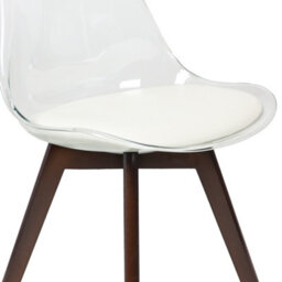 Fusion Living Soho Clear And Vanilla Plastic Dining Chair With Squared Dark Wood Legs - thumbnail 3