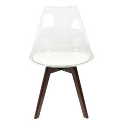 Fusion Living Soho Clear And Vanilla Plastic Dining Chair With Squared Dark Wood Legs - thumbnail 7