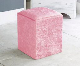 Adore Designs Victoria Crushed Velvet Square Foot Stool Pouffe -  Pink - thumbnail 1