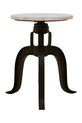 Orsina 3 Leg Bar Stool With White Marble Top, Modern Metallic Kitchen Stool, Industrial Styled Counter Seat - image 1