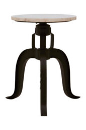 Orsina 3 Leg Bar Stool With White Marble Top, Modern Metallic Kitchen Stool, Industrial Styled Counter Seat - thumbnail 1