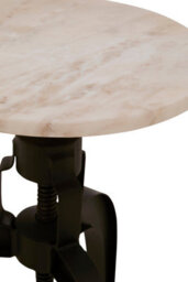 Orsina 3 Leg Bar Stool With White Marble Top, Modern Metallic Kitchen Stool, Industrial Styled Counter Seat - thumbnail 4
