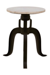Orsina 3 Leg Bar Stool With White Marble Top, Modern Metallic Kitchen Stool, Industrial Styled Counter Seat - thumbnail 2