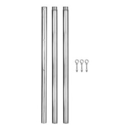 Kookaburra 3M Silver Stainless Steel Tall Round Shade Sail Garden Patio Fixing Pole 3 Sections With Eyebolts - thumbnail 2