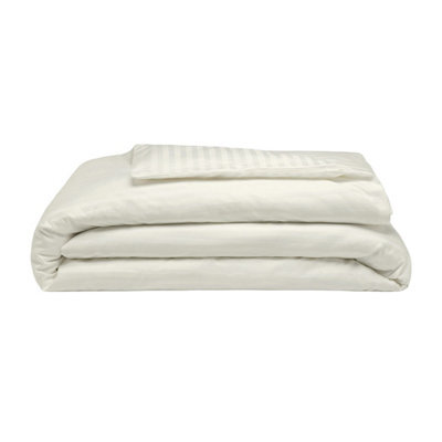 Belledorm 540 Thread Count Satin Stripe Duvet Cover Set Ivory (Kingsize) - image 1
