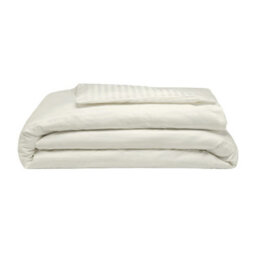 Belledorm 540 Thread Count Satin Stripe Duvet Cover Set Ivory (Kingsize) - thumbnail 1