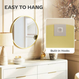 Homcom Wall Mirror For Living Room, 61 Cm Circle Bathroom Mirror, Gold Tone - thumbnail 6