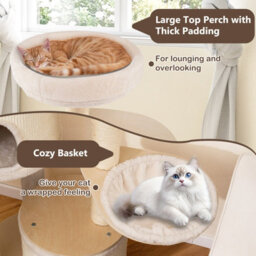 Costway 152Cm Tall Cat Tree Wooden Kitten Tower W/sisal Scratching Posts-Natural - thumbnail 6