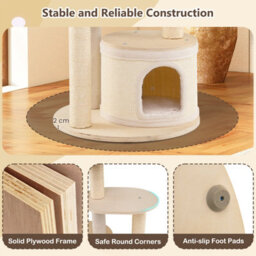 Costway 152Cm Tall Cat Tree Wooden Kitten Tower W/sisal Scratching Posts-Natural - thumbnail 9