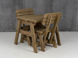 Arbor Garden Solutions Victoria Wooden Picnic Bench And Table Set, Rounded Outdoor Dining Set With Backrest (4Ft, Rustic Brown) - thumbnail 3