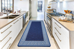 Smart Living Heavy Duty Machine Washable Runner For Hallway, Kitchen Non Slip Floor Mats, Door Mat 50Cm X 80Cm - Blue Cream