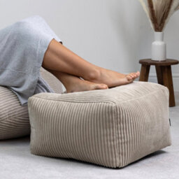 icon Dalton Cord Adults Bean Bag Recliner And Pouffe, Ready Filled Beanbag And Footstool Stone Beige - thumbnail 3